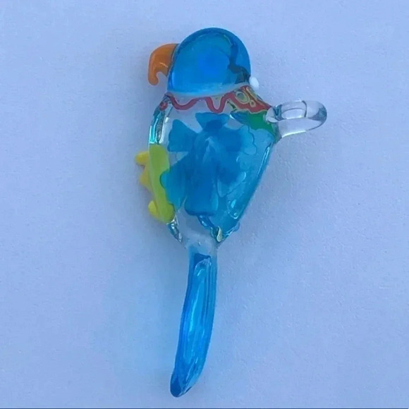Precious Aqua Blue Murano Glass Bird Parrot Parakeet Necklace Pendant NWT - Picture 3 of 4